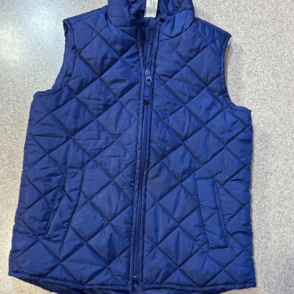 90 Degree by Reflex Quilted Puffer Vest Navy Full Zip Kids EUC Girl's Size 10